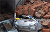 Compound wall collapses over Maruti Omni at Nagori Guddethota